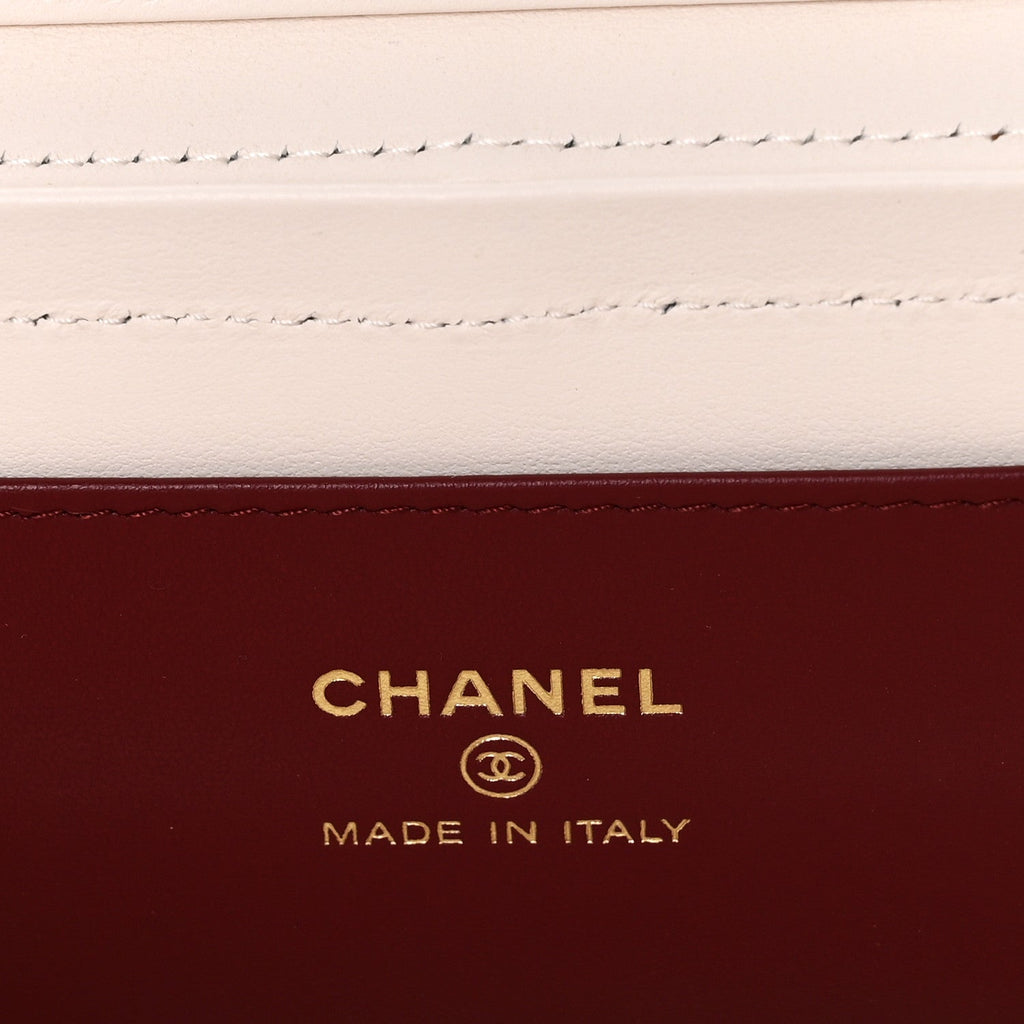 Chanel Shiny Caviar Preppy Coco Long Vanity With Strap White