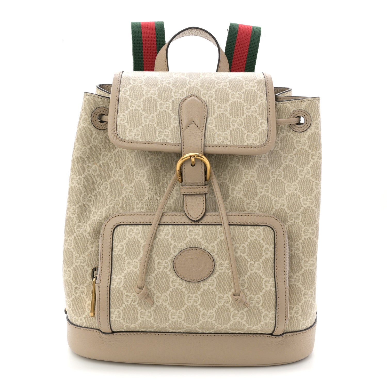 Gucci GG Supreme Monogram Azalea Calfskin Retro Interlocking G Buckle Backpack Beige Mystic White