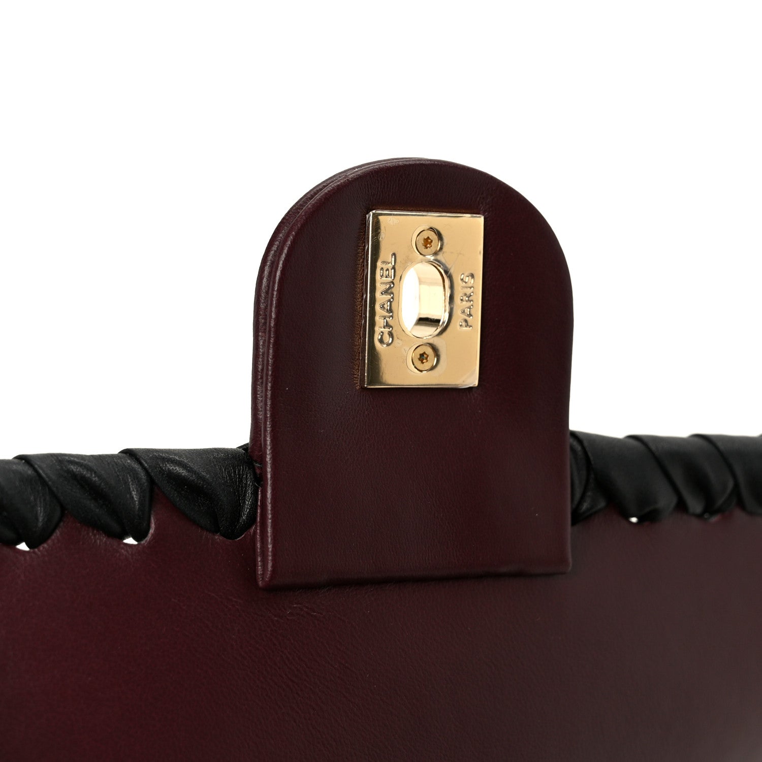 Chanel Lambskin Braided Calfskin Mini Flap Bag Dark Burgundy Black