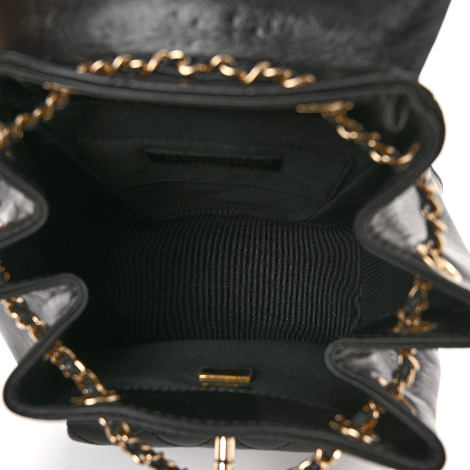 Chanel Glazed Aged Calfskin Quilted Small Duma Drawstring Backpack Black