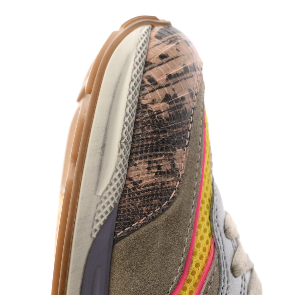 Gucci Suede Calfskin Tejus Printed Womens Ultrapace Sneakers 37.5 Pink Silver Oatmeal Yolk