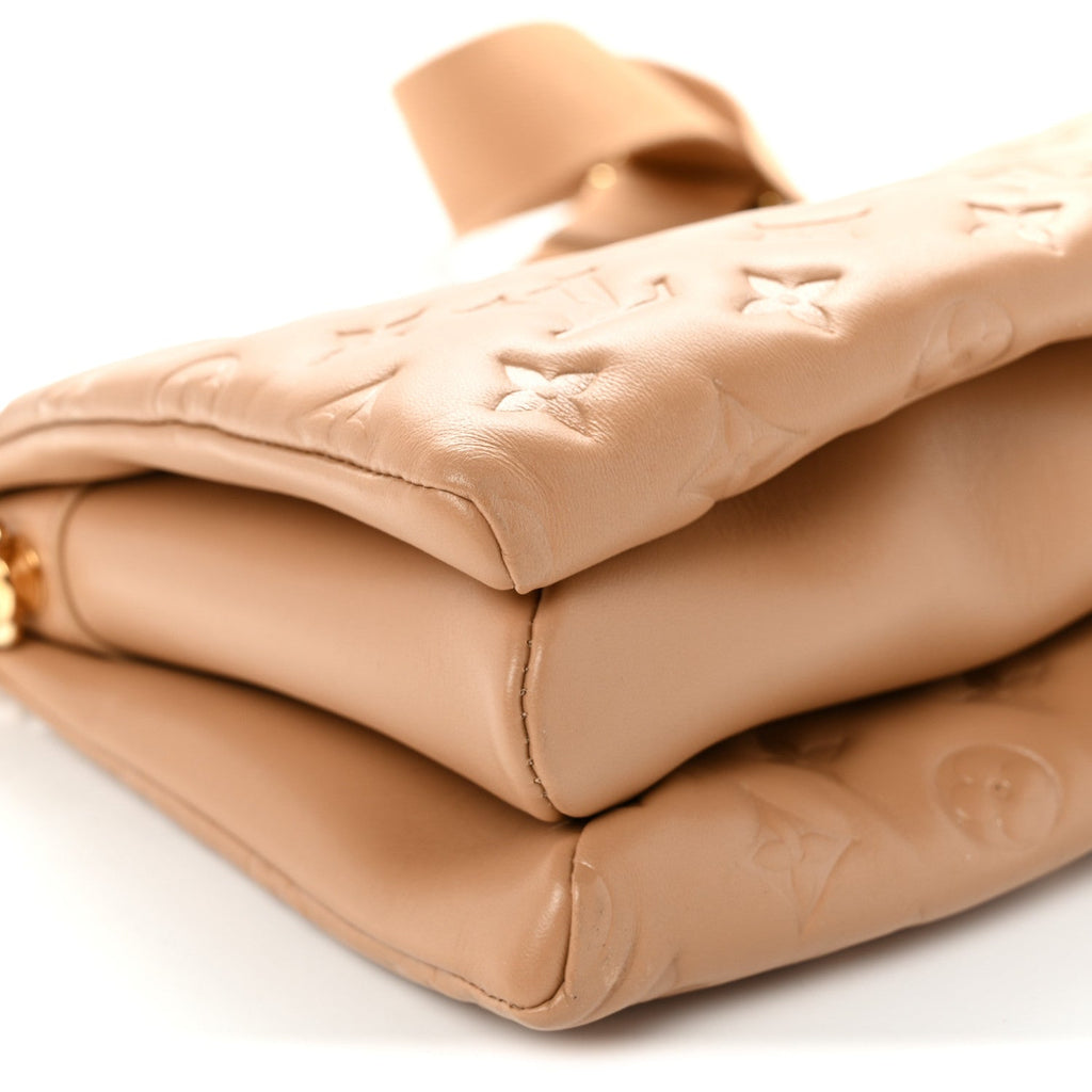 Louis Vuitton Lambskin Embossed Monogram Coussin PM Camel