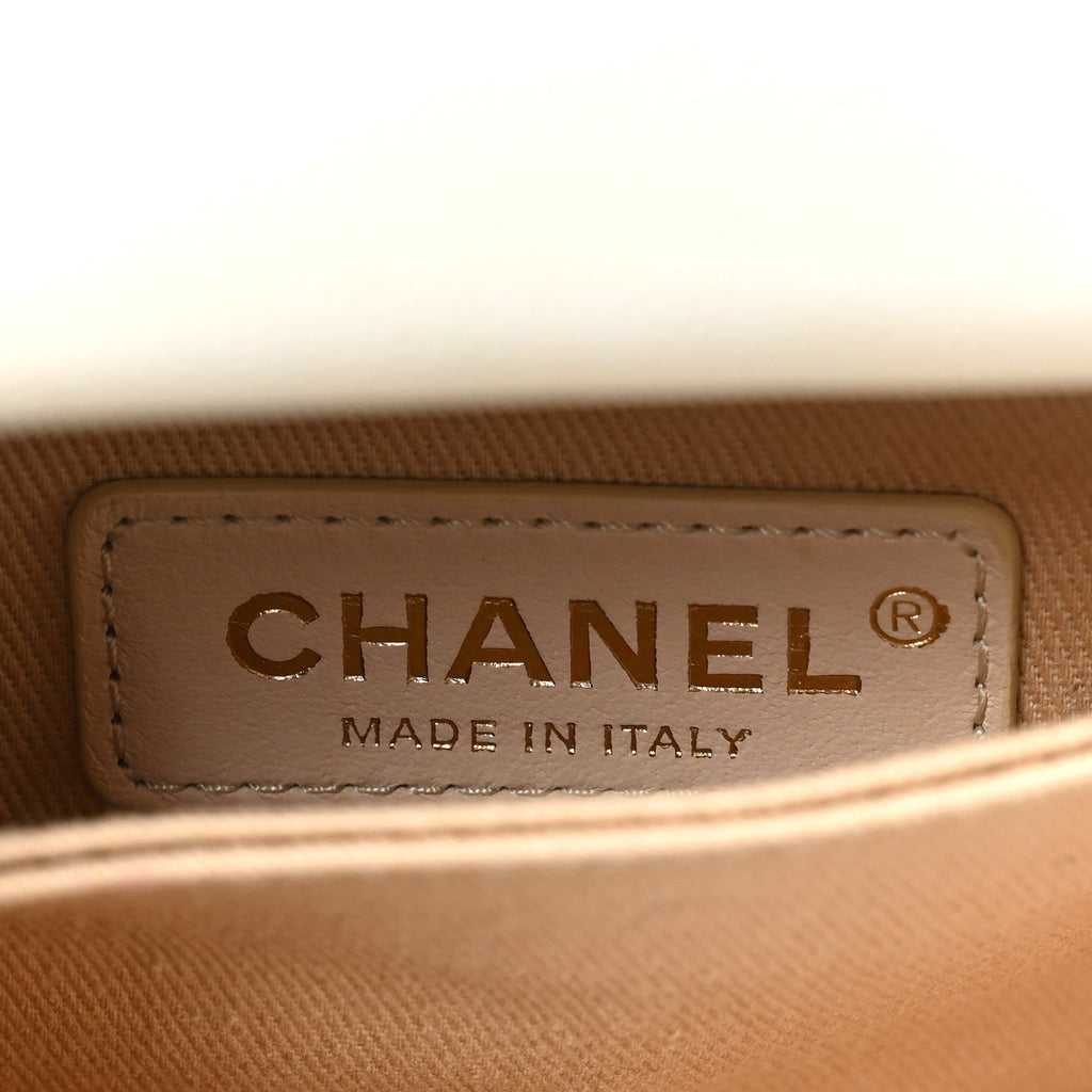 Chanel Iridescent Caviar Quilted Extra Mini Coco Handle Flap White