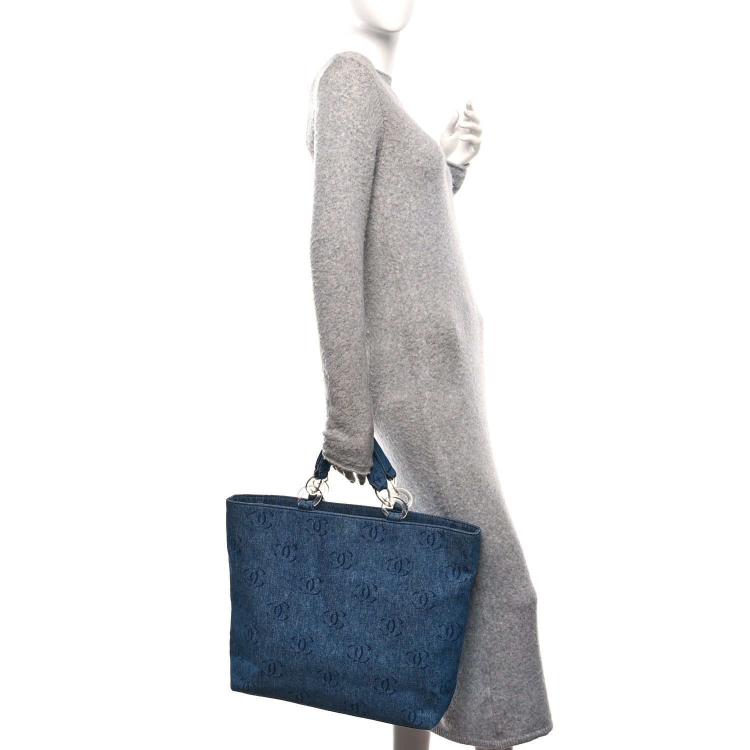 Chanel Denim Large CC Tote Dark Navy Blue