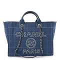 Chanel Cotton Medium Deauville Tote Blue White