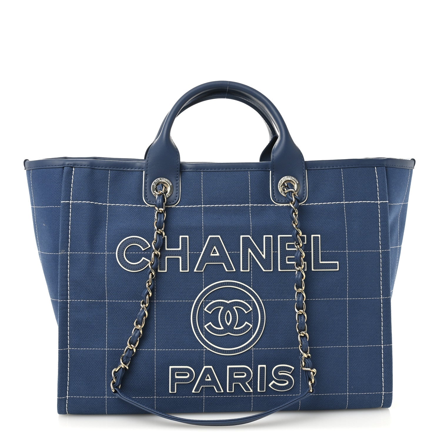 Chanel Cotton Medium Deauville Tote Blue White