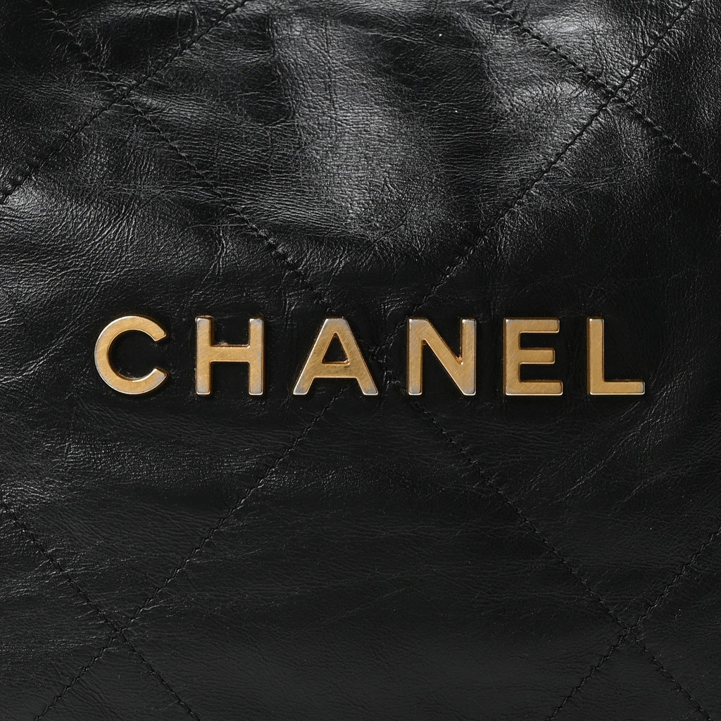 Chanel Shiny Calfskin Quilted Small Chanel 22 Black