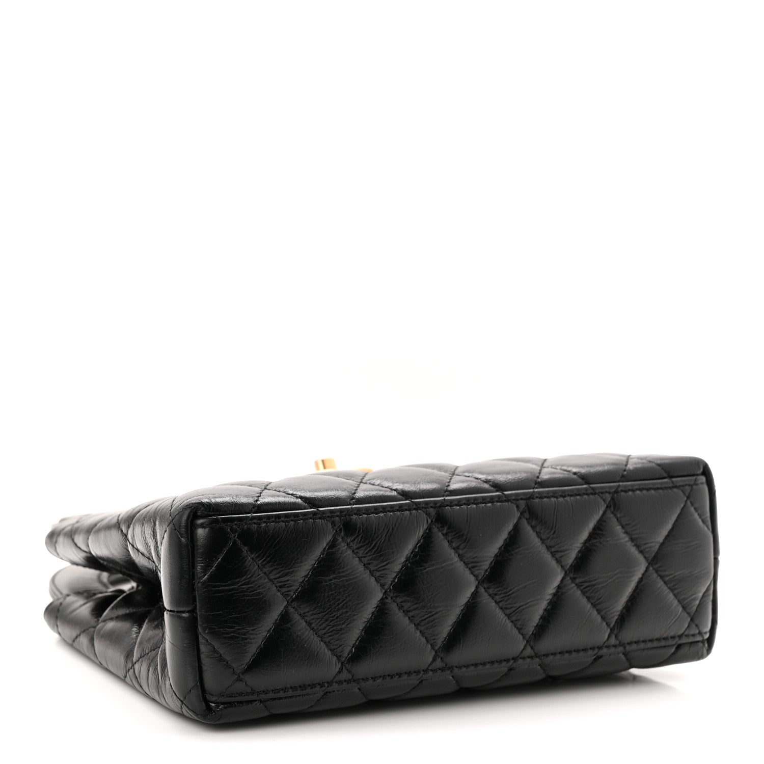 Chanel Shiny Aged Calfskin Quilted Nano Kelly Shopper Black