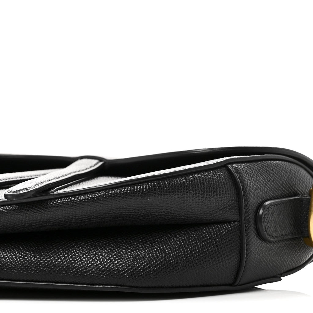 Christian Dior Grained Calfskin Saddle Bag Black
