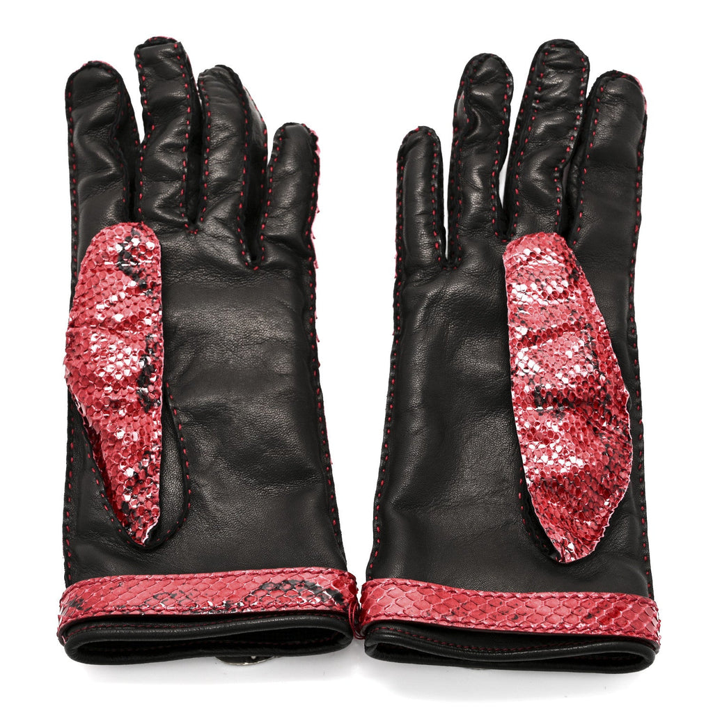 Gucci Snakeskin Lambskin Dionysus Gloves 6.5 Red