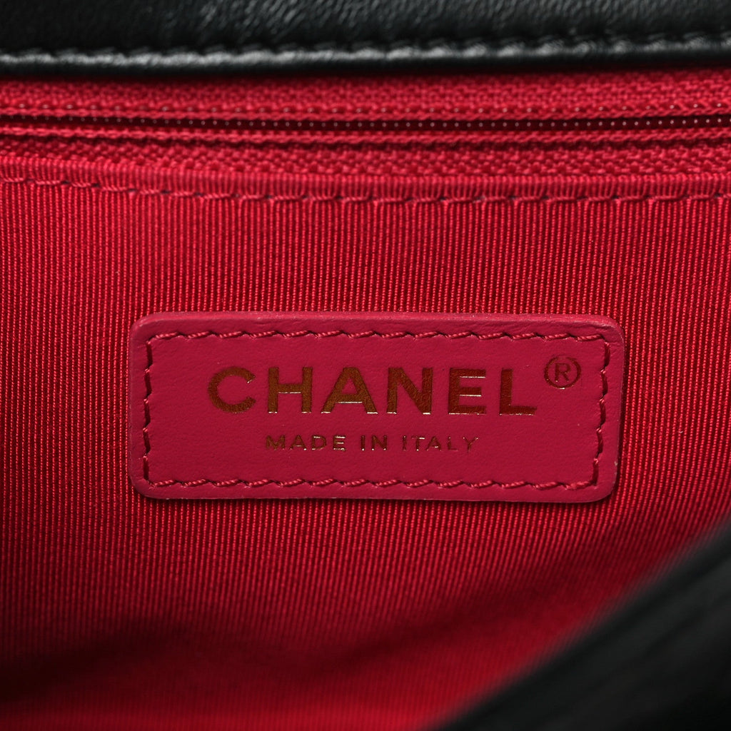 Chanel Shiny Lambskin Flap Clutch With Chain Black