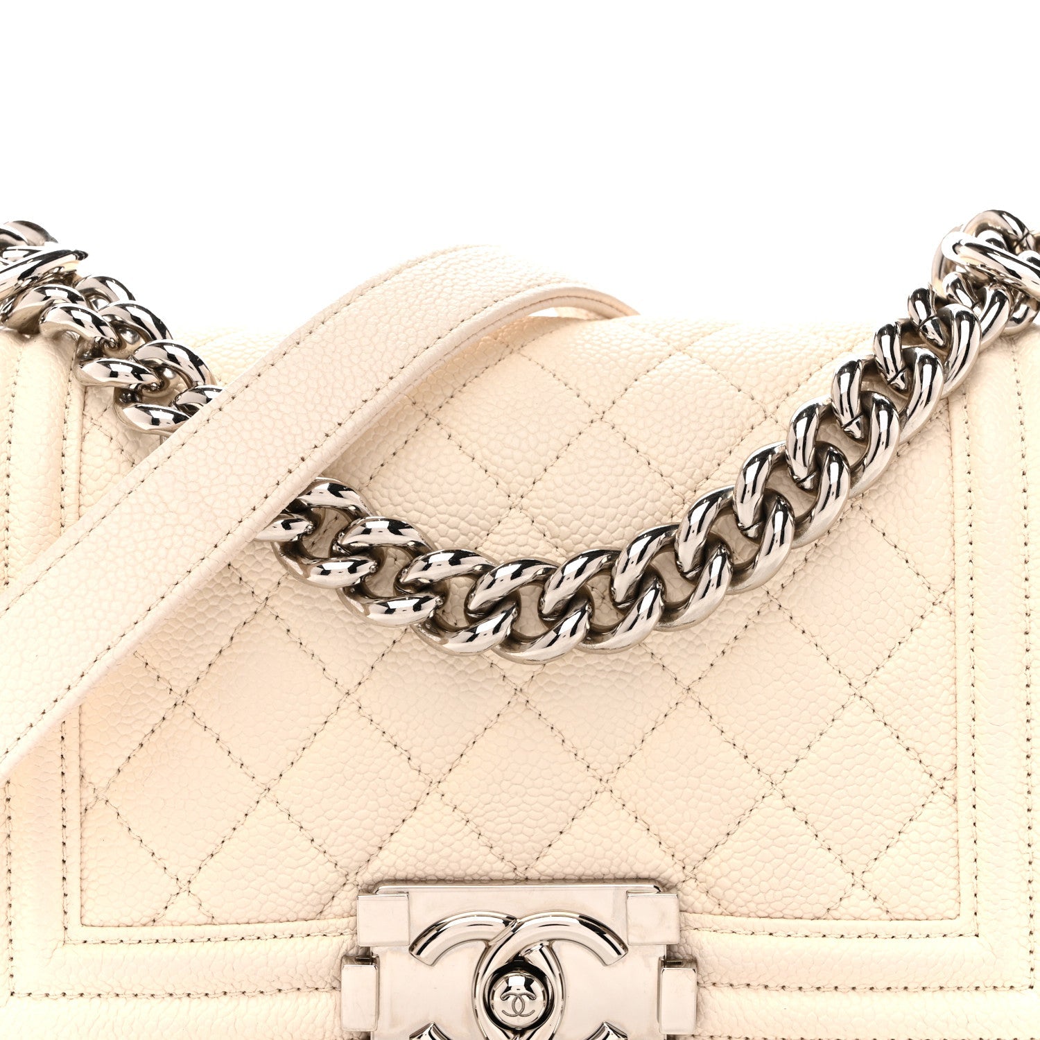 Chanel Caviar Quilted Small Boy Flap White