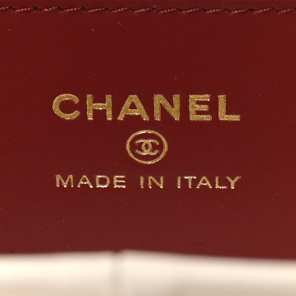 Chanel Shiny Caviar Preppy Coco Long Vanity With Strap White
