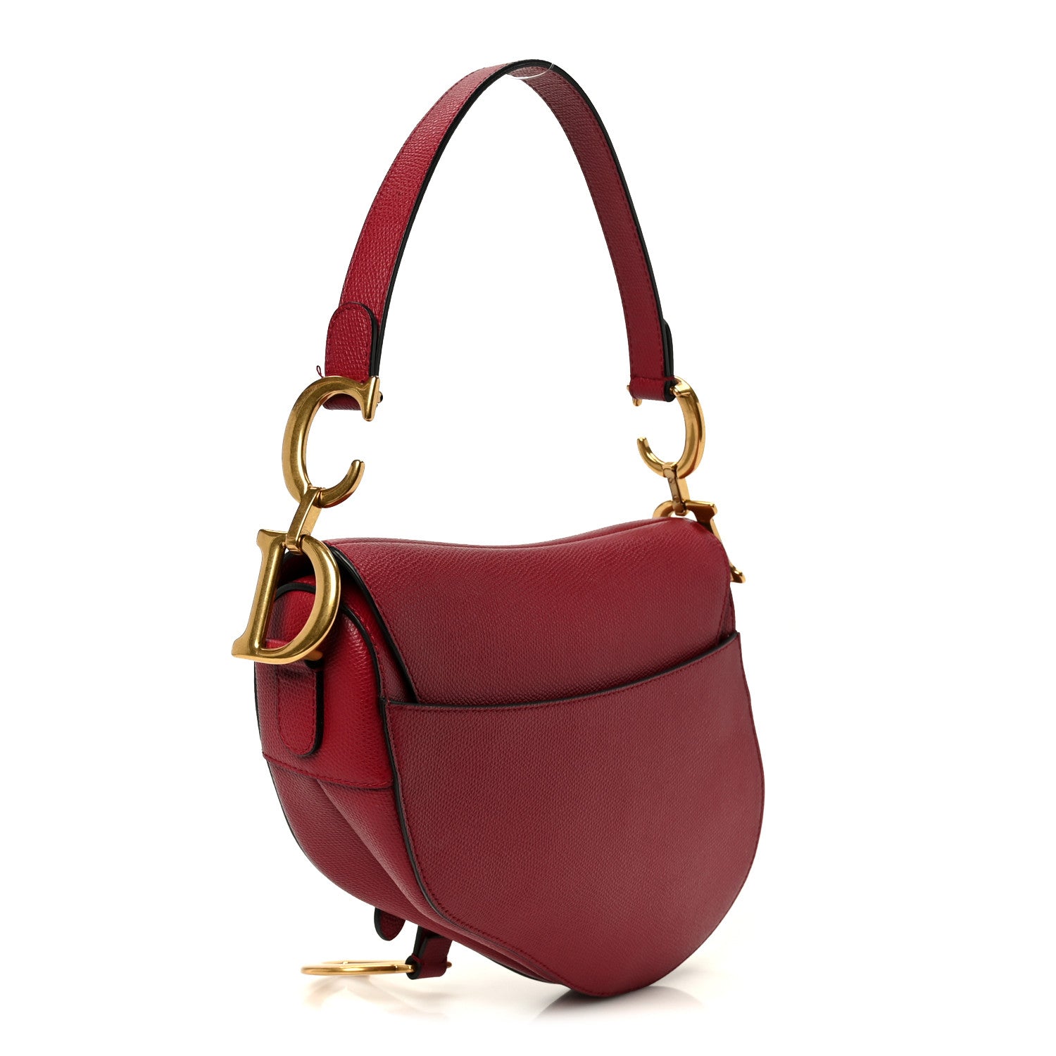 Christian Dior Grained Calfskin Saddle Bag Red