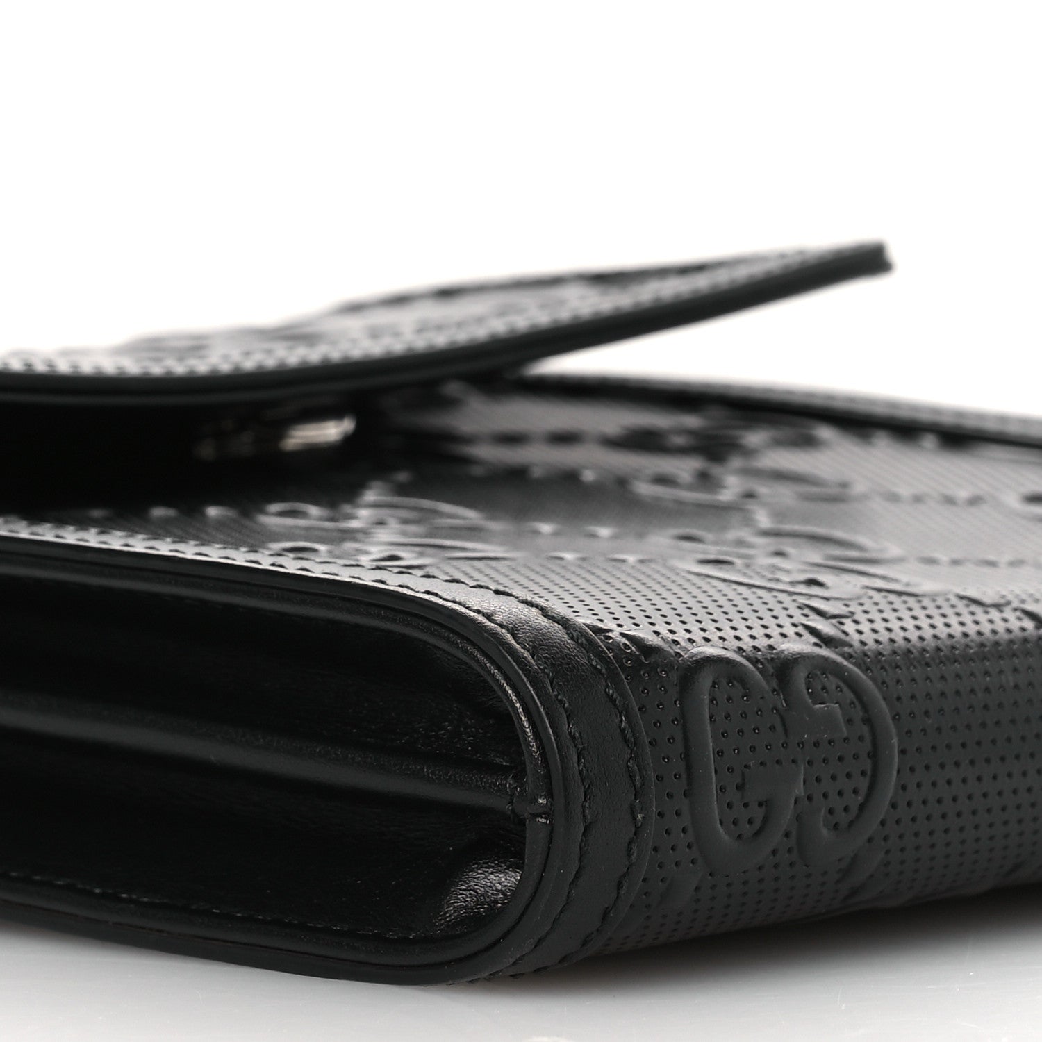 Gucci Calfskin GG Tennis Embossed Messenger Bag Black