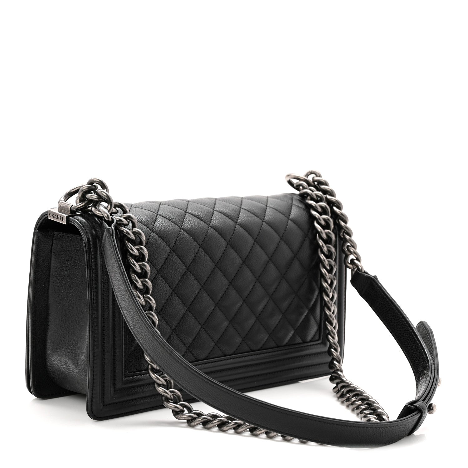 Chanel Grained Calfskin Quilted Medium Boy Flap Black