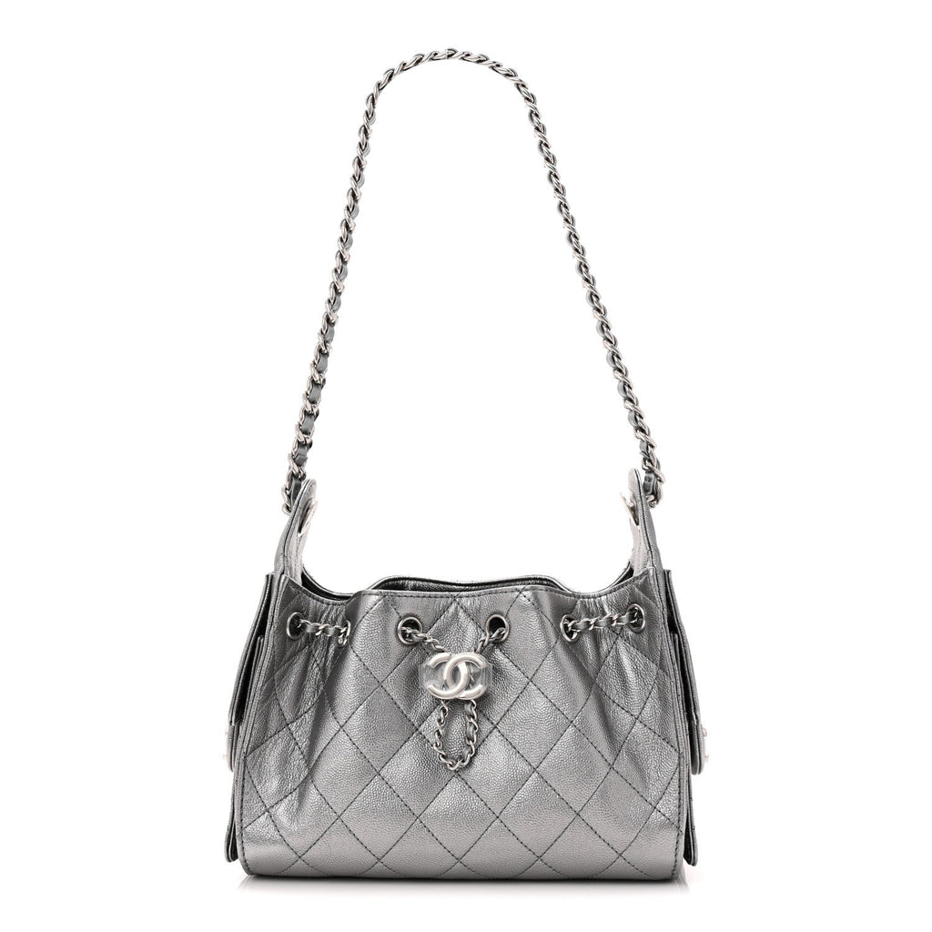 Chanel Metallic Caviar Quilted Mini Chanel 25 Handbag Anthracite