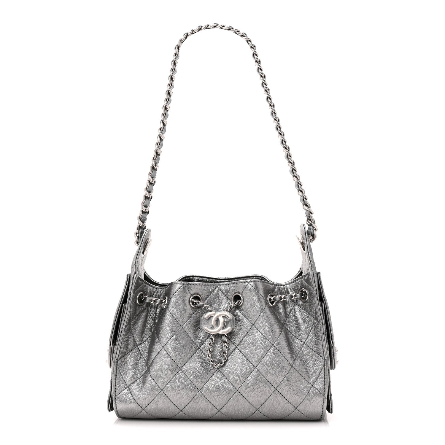 Chanel Metallic Caviar Quilted Mini Chanel 25 Handbag Anthracite