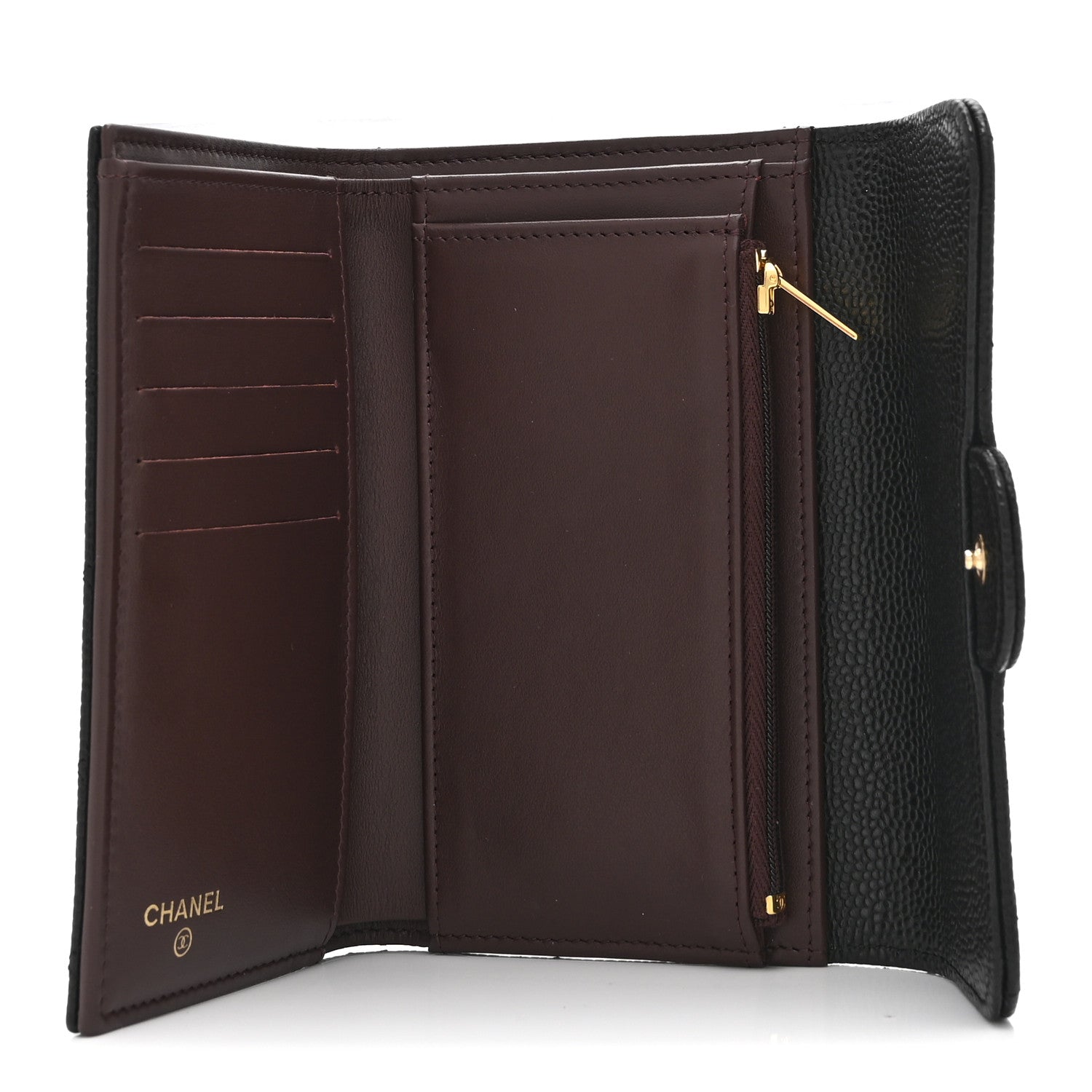 Caviar Quilted Medium Flap Wallet Black