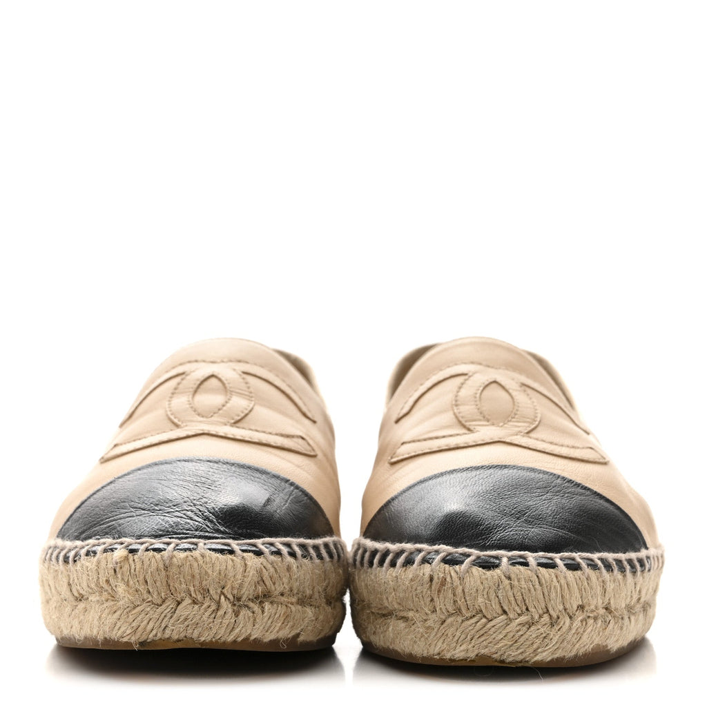 Lambskin CC Espadrilles 40 Beige Black