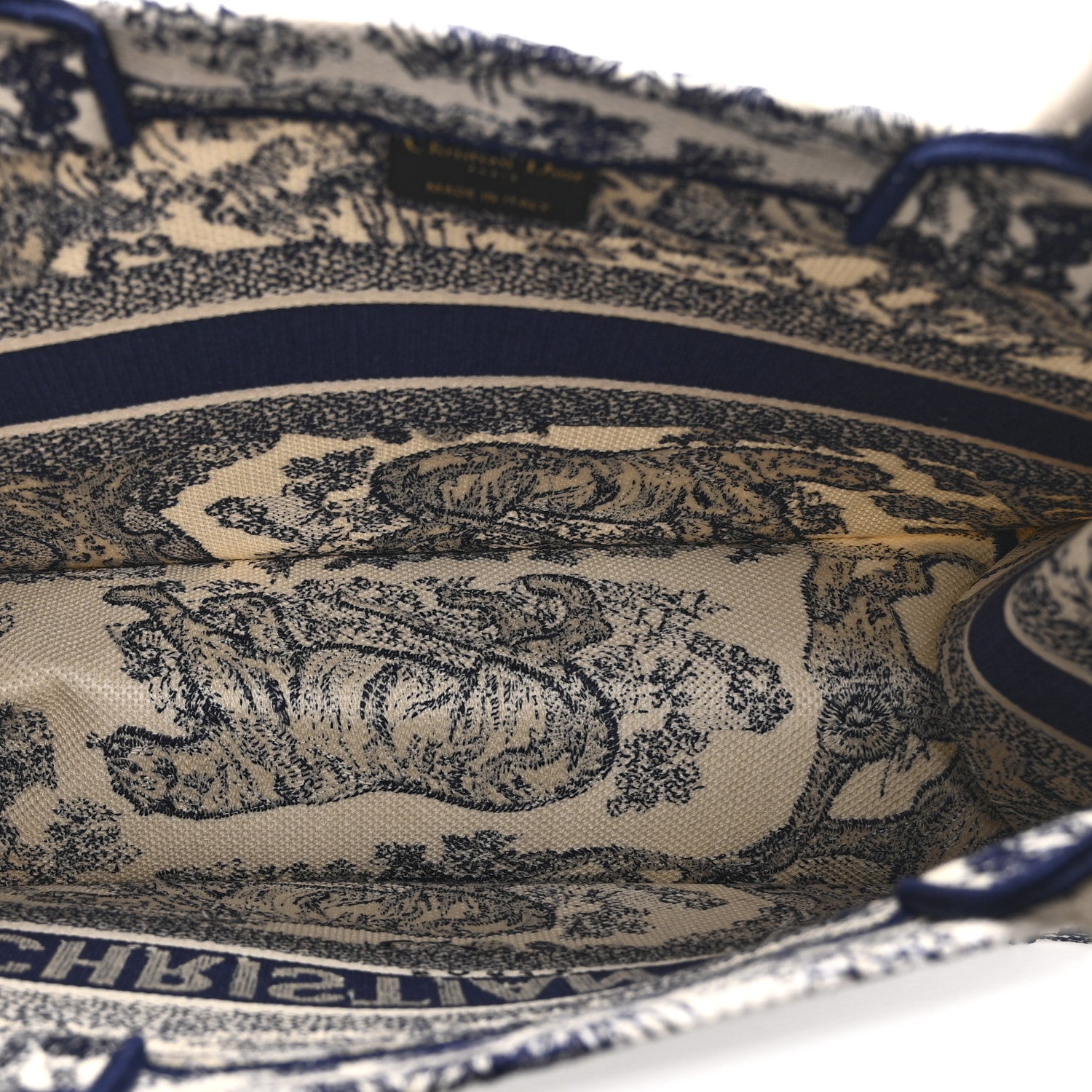 Christian Dior Canvas Embroidered Medium Dioriviera Toile De Jouy Book Tote Blue