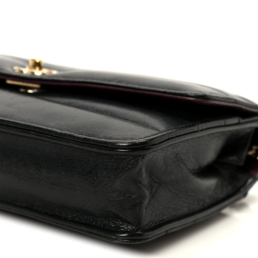 Chanel Lambskin Chevron Quilted Wallet On Chain WOC Black