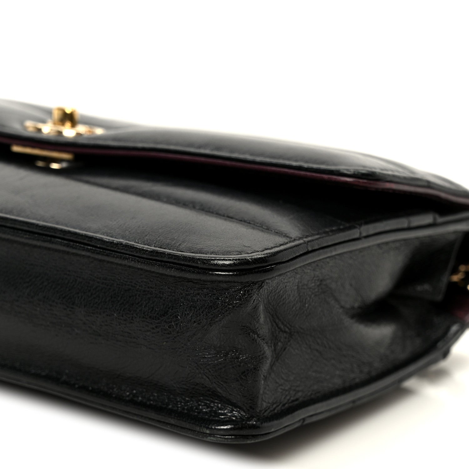 Chanel Lambskin Chevron Quilted Wallet On Chain WOC Black