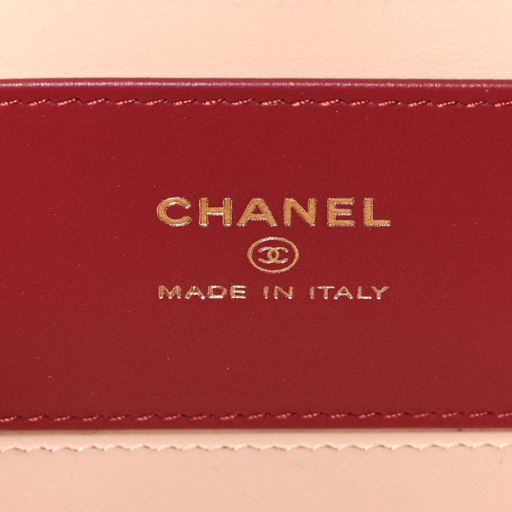 Chanel Shiny Caviar Preppy Coco Long Vanity With Strap Light Pink