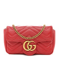 Gucci Calfskin Matelasse Super Mini GG Marmont Shoulder Bag Hibiscus Red