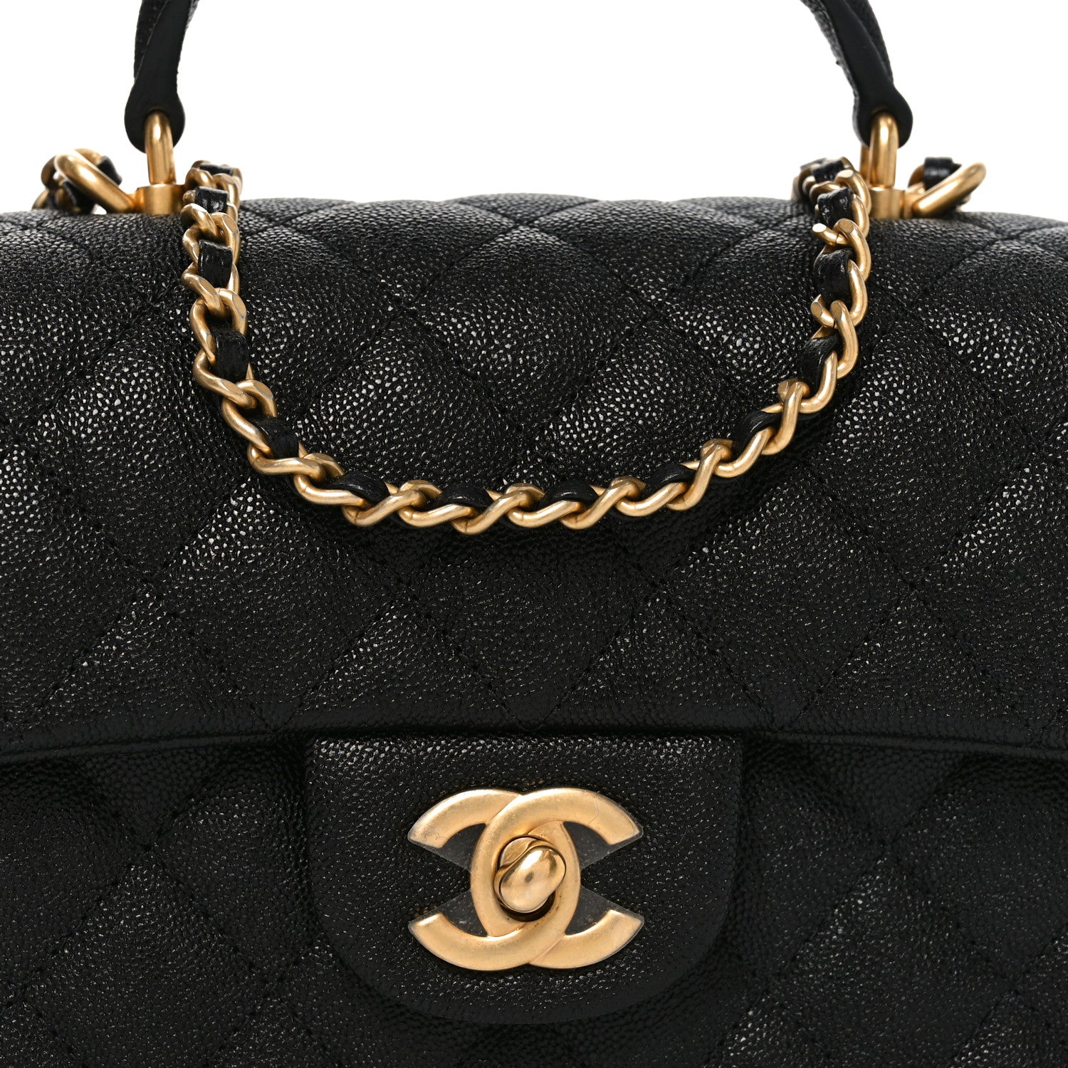 Chanel Caviar Quilted Mini Top Handle Rectangular Flap Black
