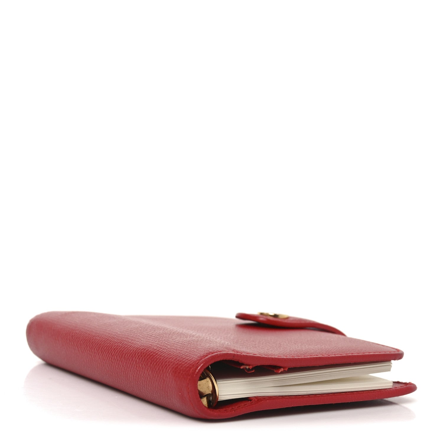 Grained Calfskin CC Button Pocket Agenda Cover Red