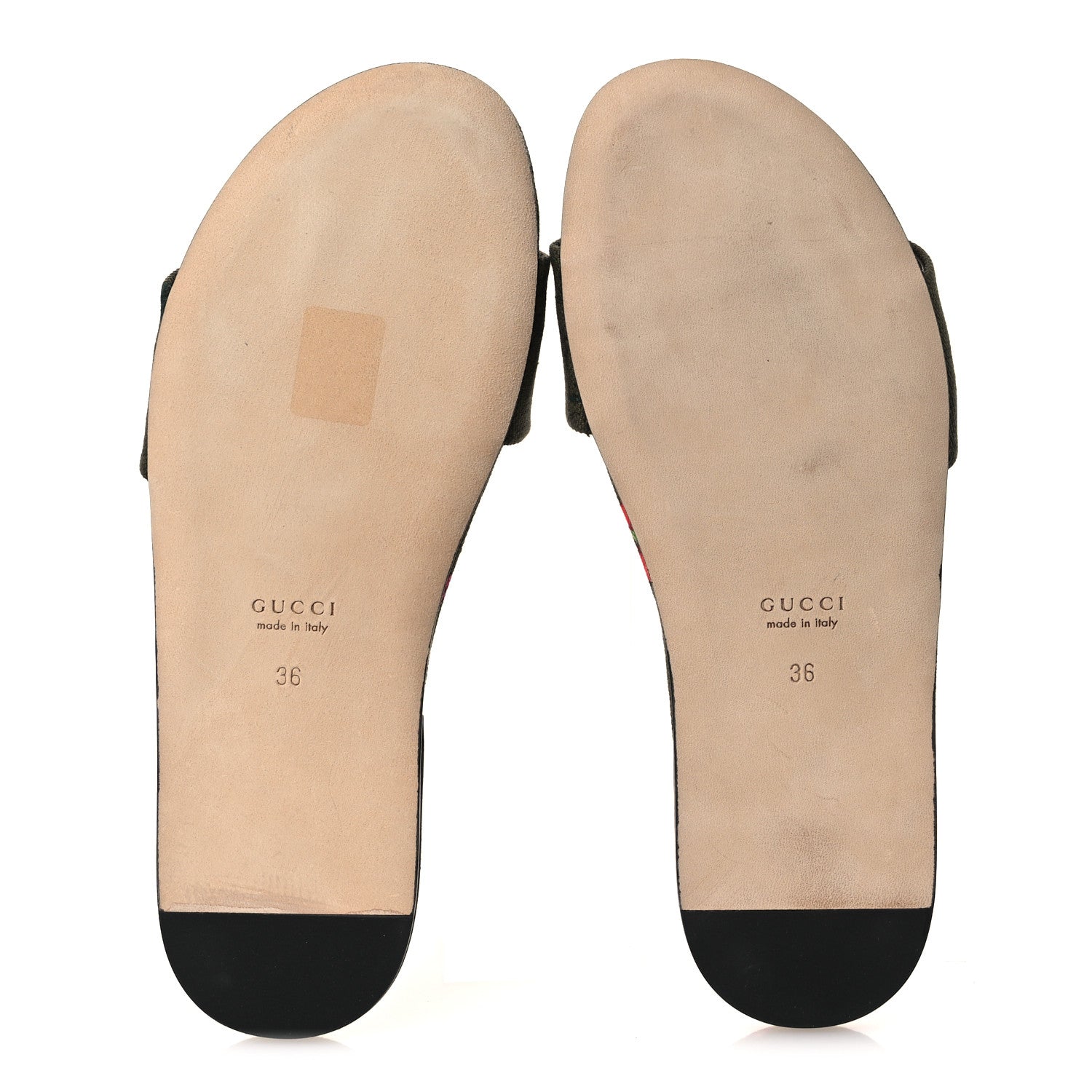 Gucci Canvas Flora Floral Horsebit Slide Sandals 36 Green
