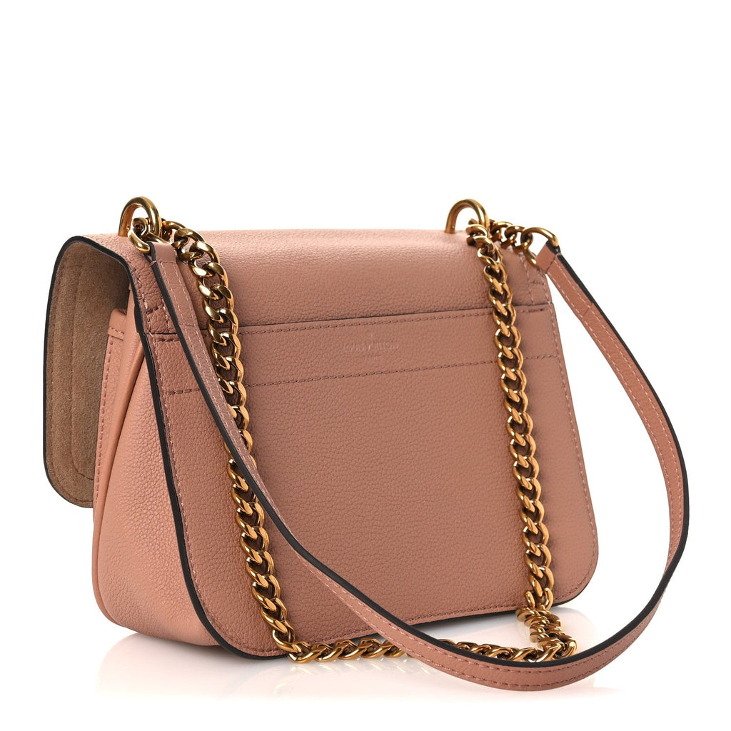 Louis Vuitton Grained Calfskin Lockme Chain Bag PM Rose Silk