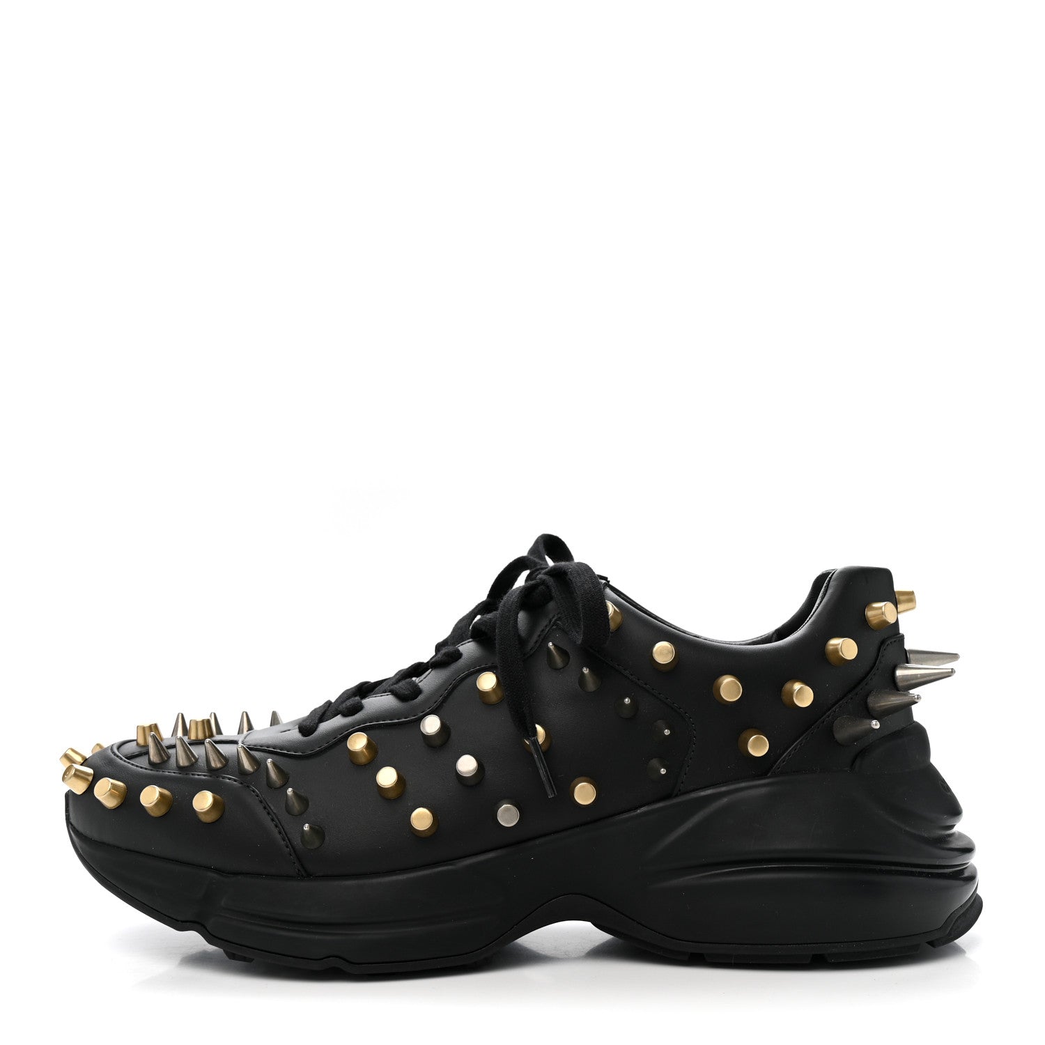 Gucci Demetra Spike Studded Mens Rhyton Sneakers 10 Black