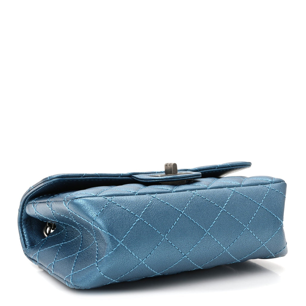 Chanel Metallic Sheepskin Quilted 2.55 Reissue Mini Flap Blue