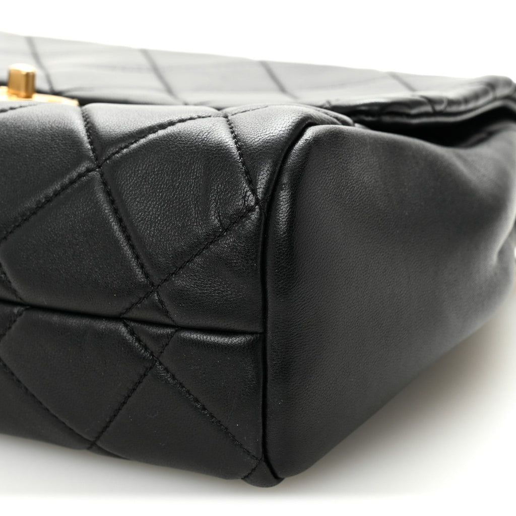 Chanel Lambskin Quilted Side Flap Black