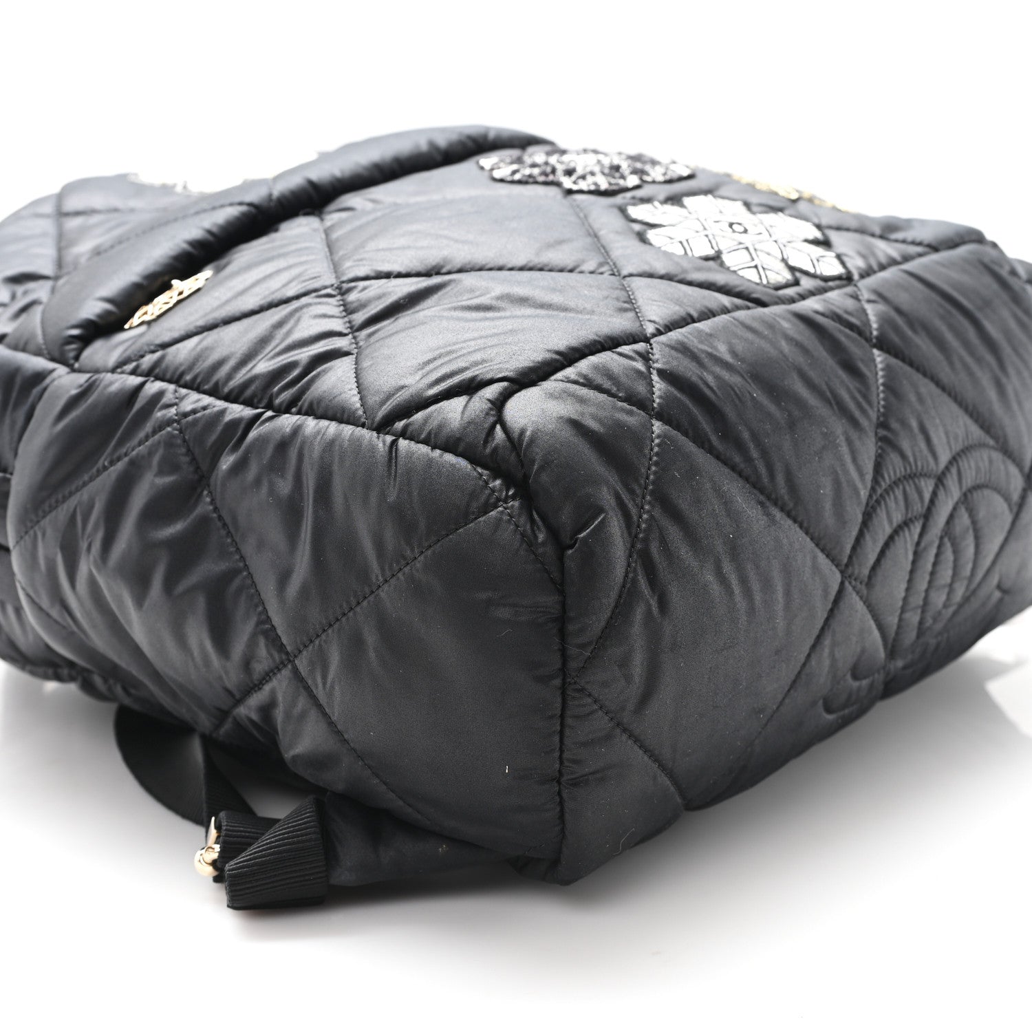 Chanel Nylon Tweed Quilted Small Coco Neige Snowflake Backpack Black