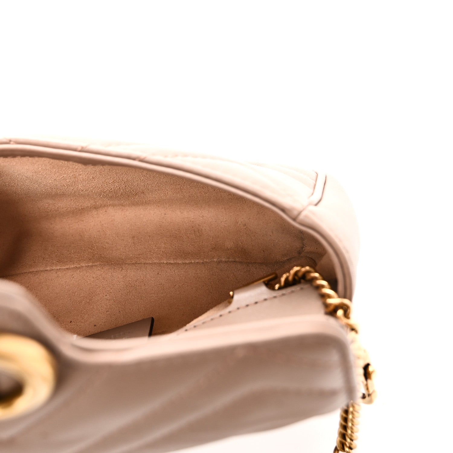 Gucci Calfskin Matelasse Super Mini GG Marmont Shoulder Bag Porcelain Rose