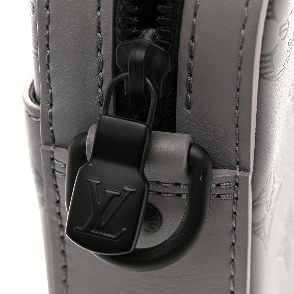 Louis Vuitton Calfskin Monogram Shadow Trio Messenger Anthracite Gray