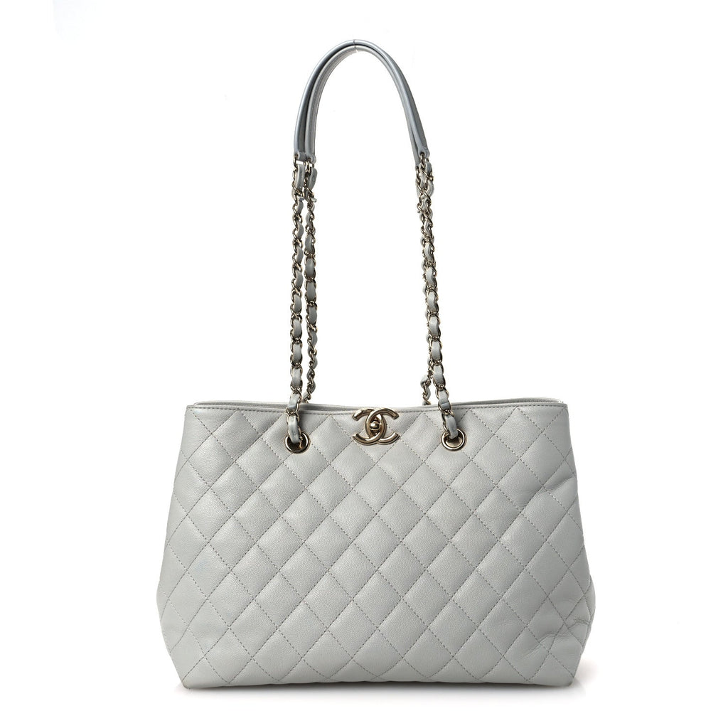 Chanel Caviar Quilted Shopping Tote Light Green
