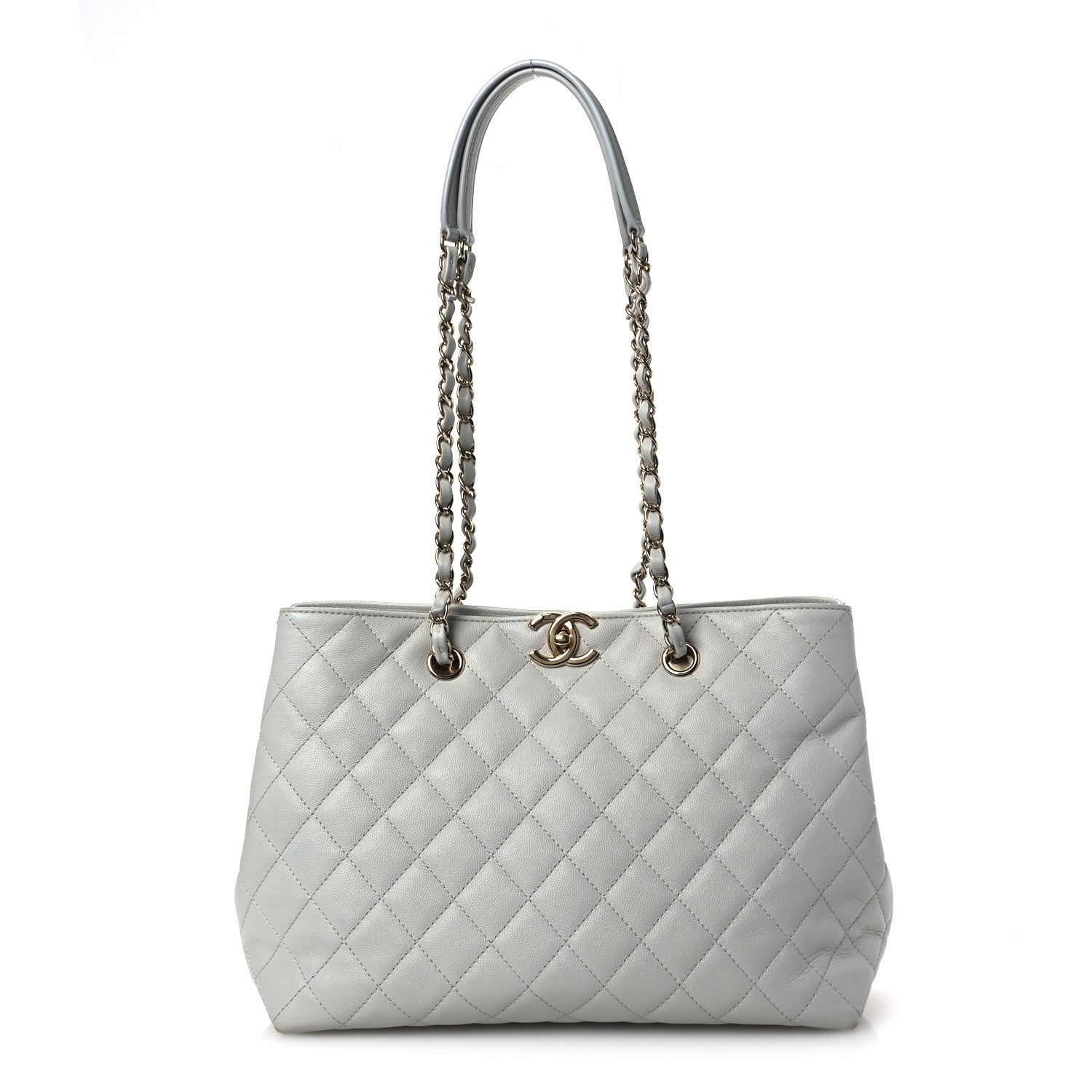 Chanel Caviar Quilted Shopping Tote Light Green