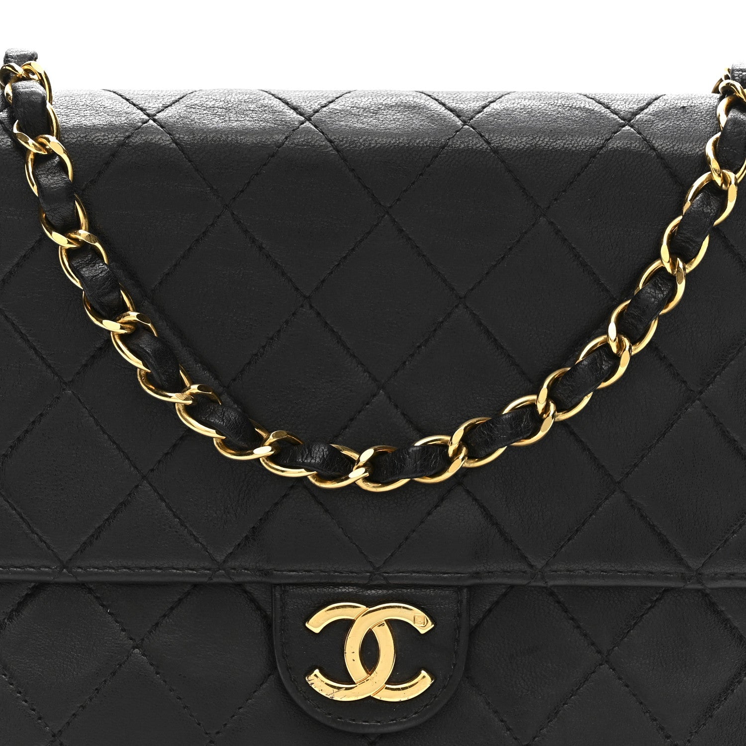 Chanel Lambskin Quilted Small Single Flap Bag Black