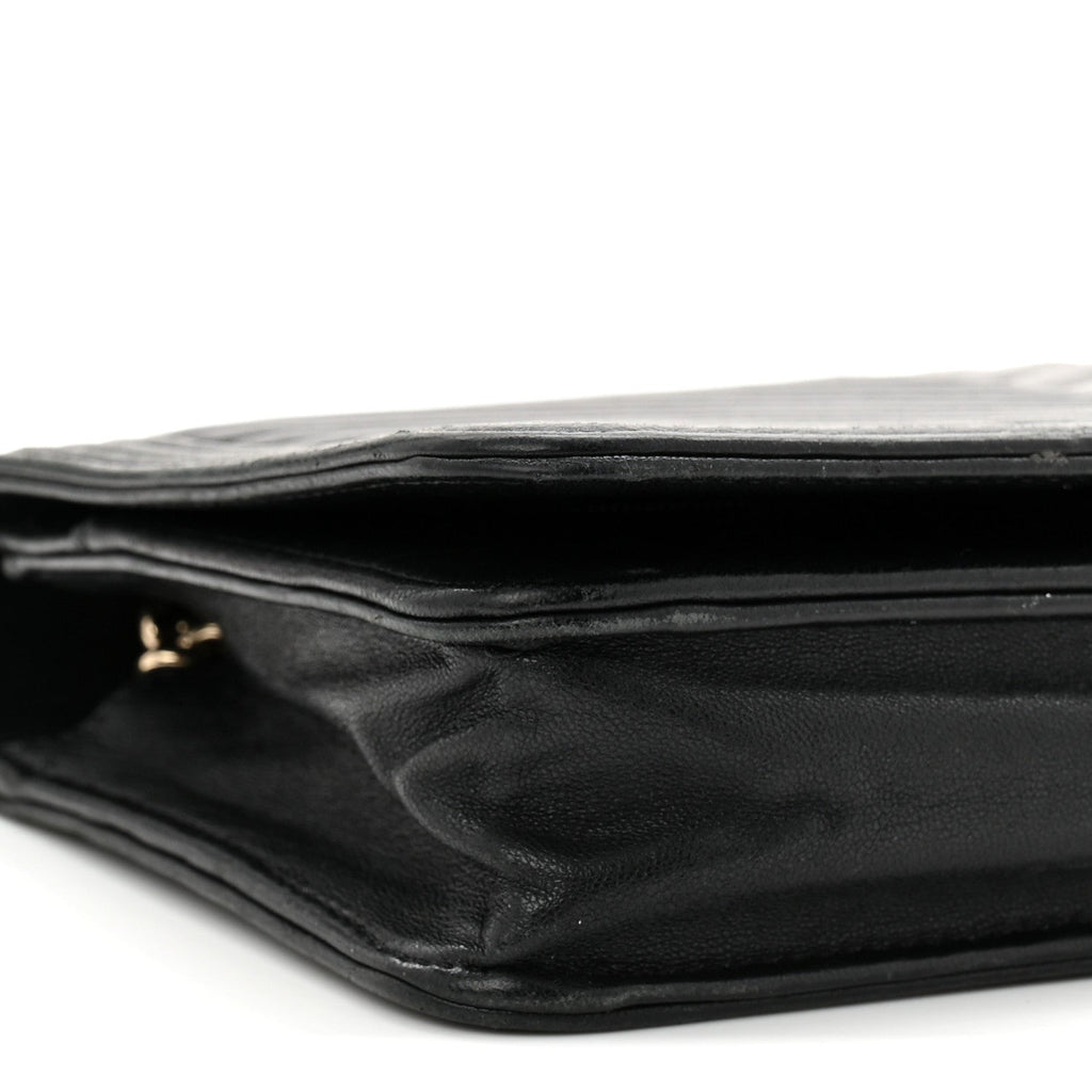 Chanel Lambskin Chevron Boy Wallet On Chain WOC Black