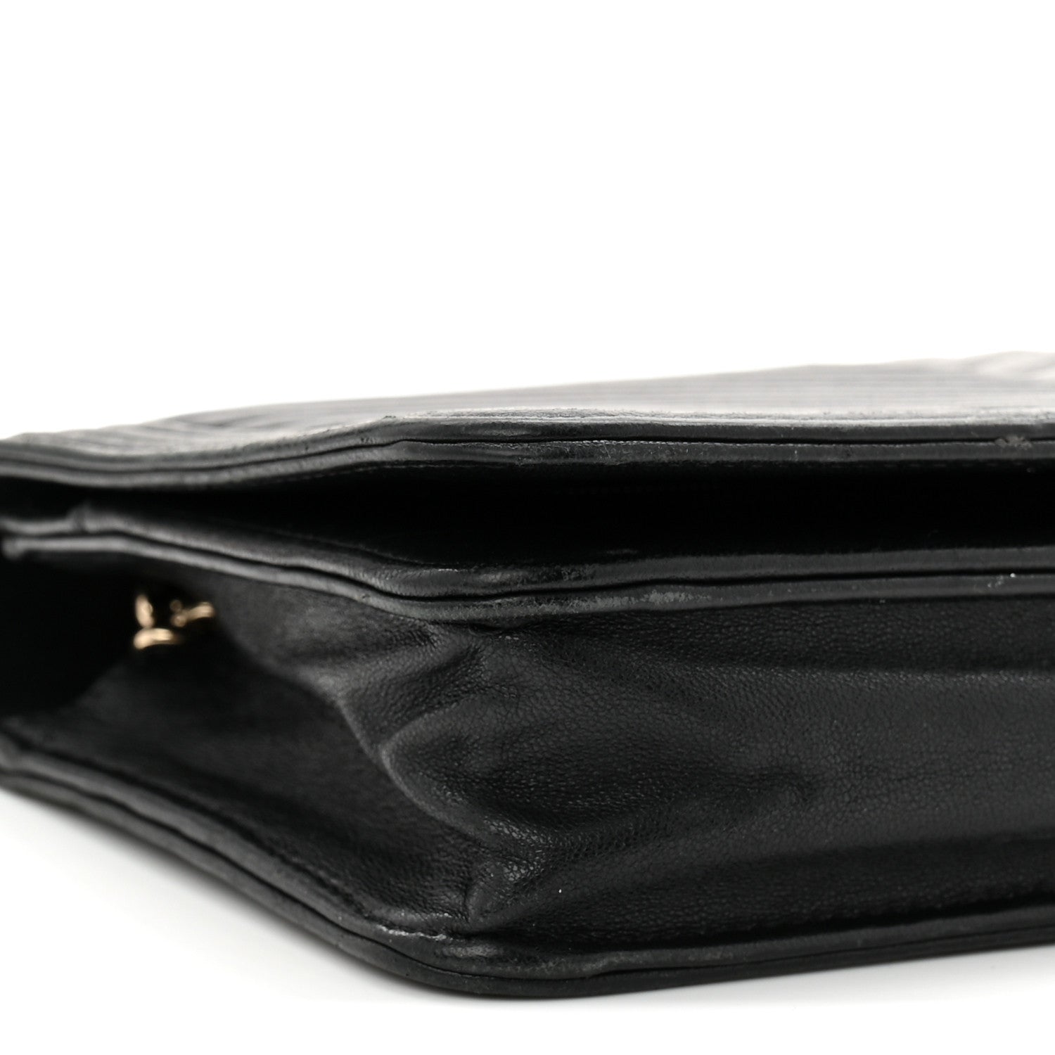 Chanel Lambskin Chevron Boy Wallet On Chain WOC Black