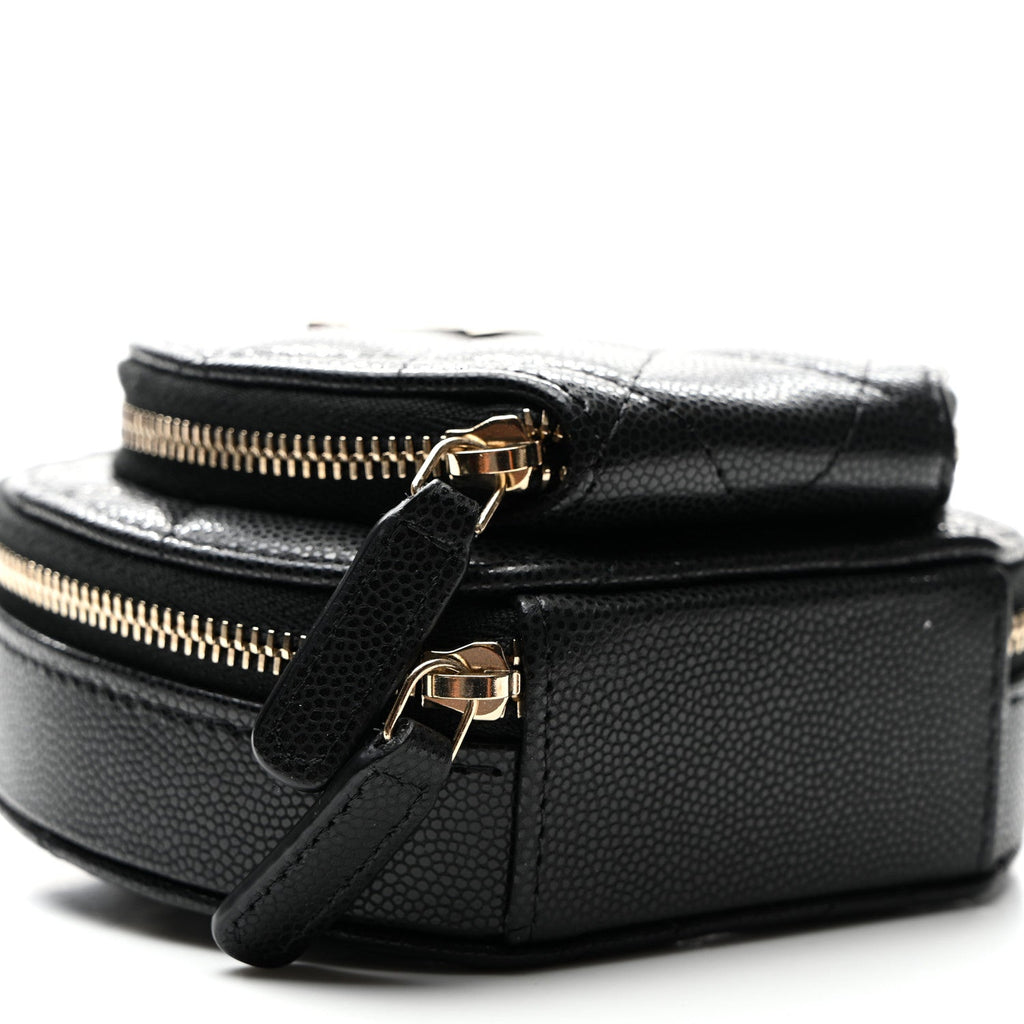 Chanel Caviar Quilted Round Coco Clutch With Chain Black