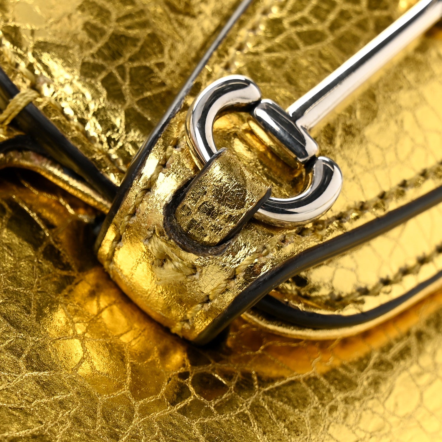 Gucci Metallic Demetra Mini Horsebit 1955 Asymmetric Shoulder Bag Gold
