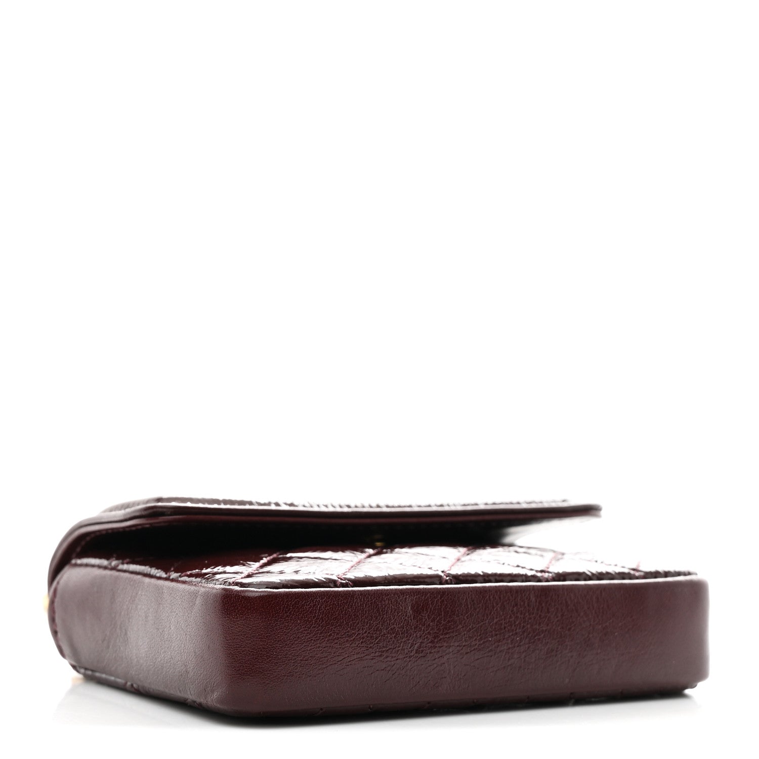 Chanel Shiny Aged Calfskin Quilted Waist Belt Bag Burgundy