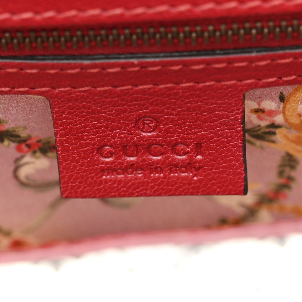 Gucci Calfskin Snakeskin Studded Small Ottilia Top Handle Bag Hibiscus Red