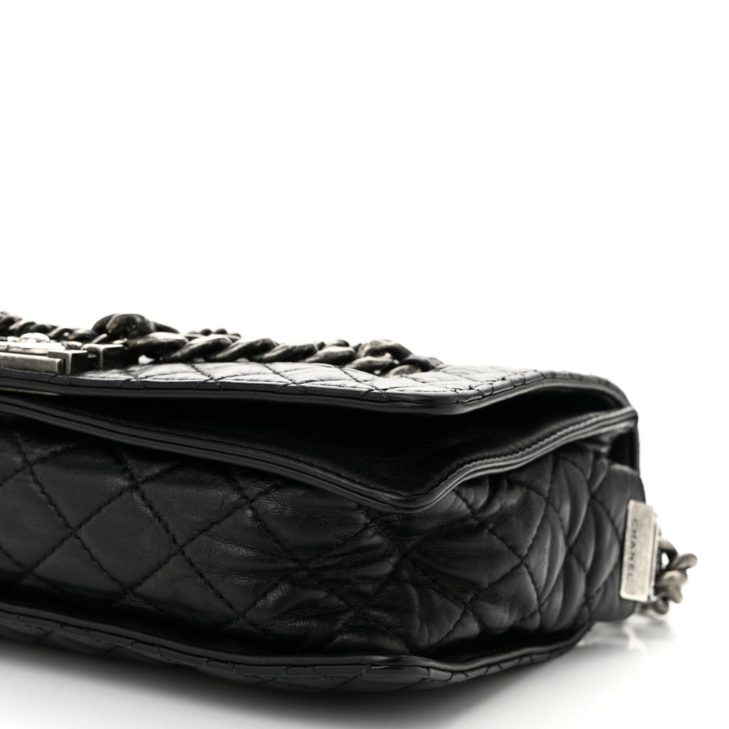 Chanel Calfskin Enchained New Medium Boy Flap Black