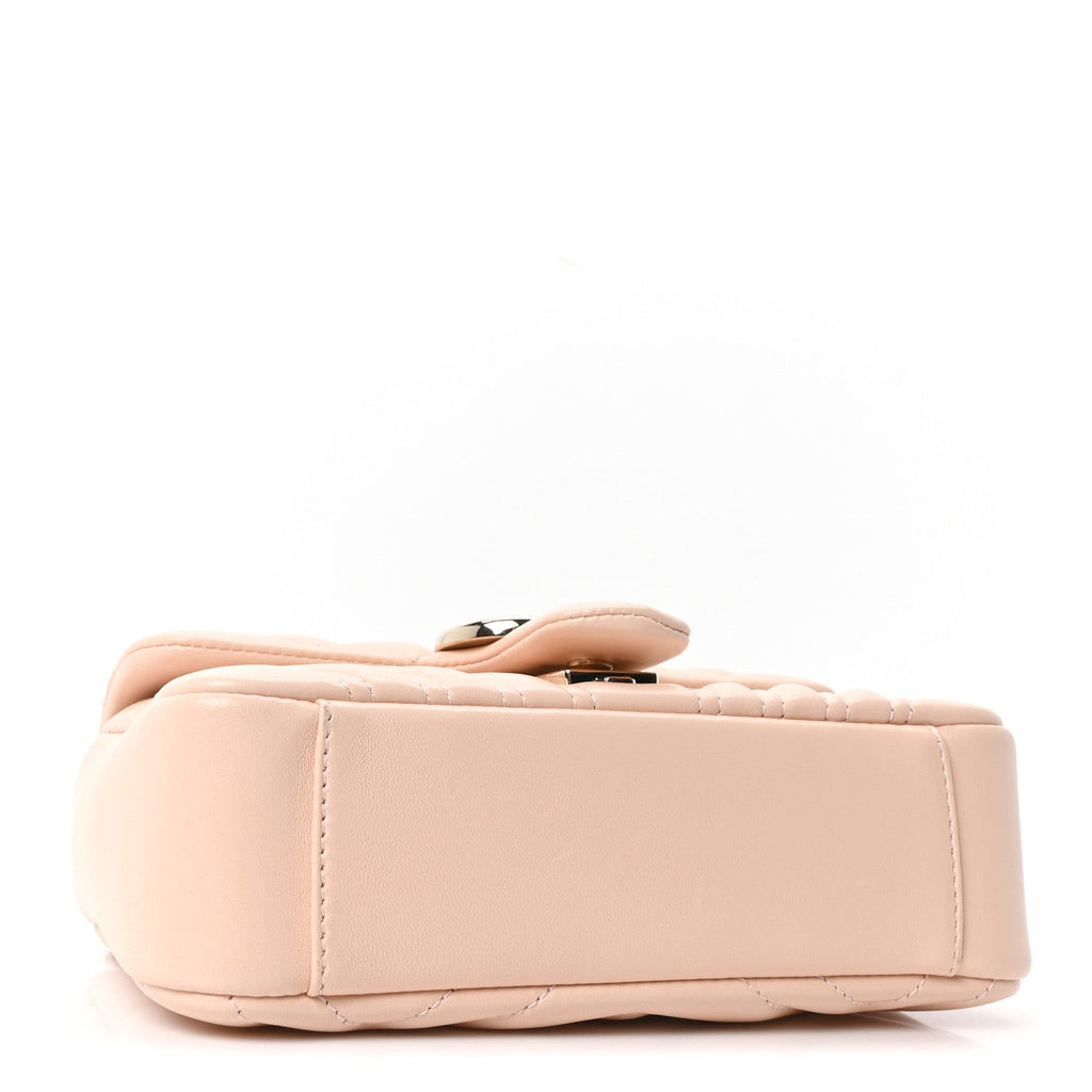 Gucci Lambskin Matelasse Small GG Marmont Shoulder Bag Millenial Pink